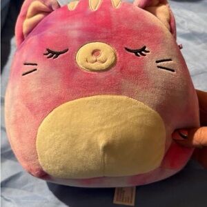 Pink & Yellow Plush Cat Squish Toy